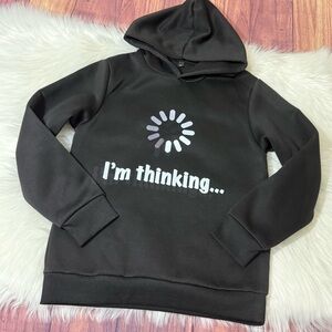 SHEIN Kids Black Graphic Pullover Hoodie - Boys Size 9Y